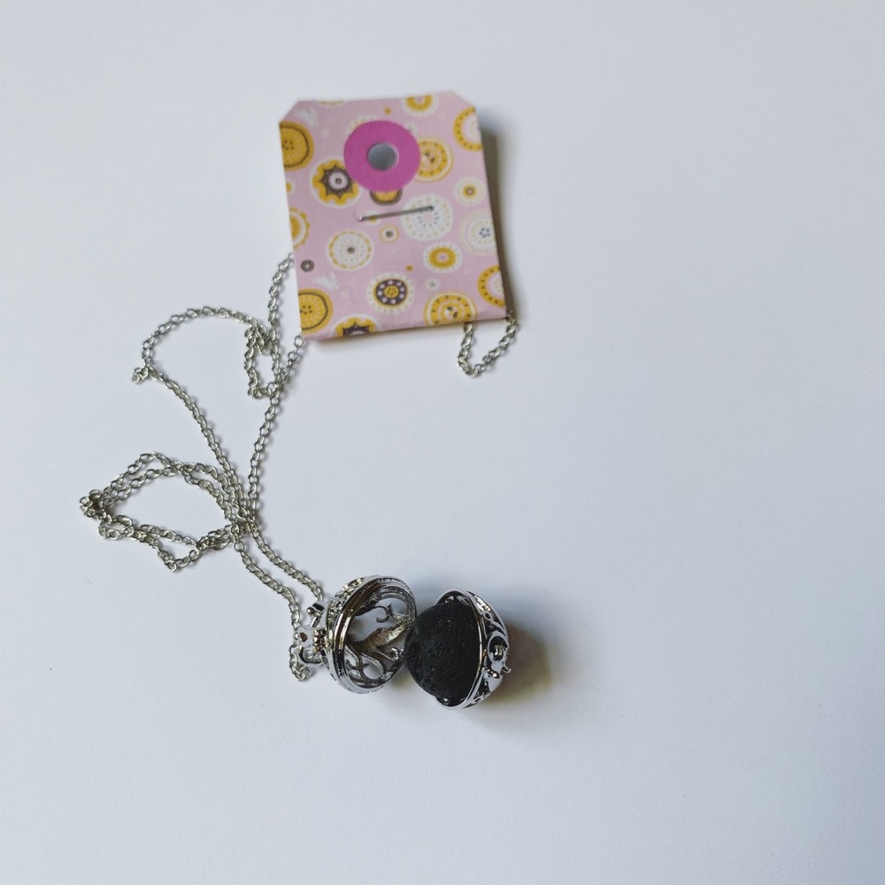 Silver Charm Locket with Lava Bead!! Aromatherapy!